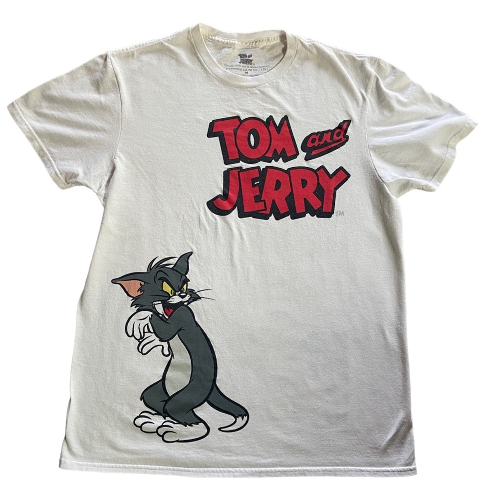 Tom & Jerry Trademark Short Sleeve Tee Cat Mouse Graphics Cotton Size Medium